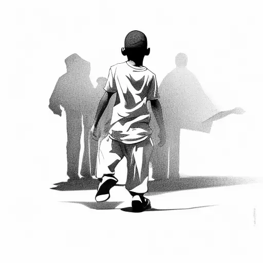 Black Boy Trying To Pull Forward While Shadows Pull Him Back