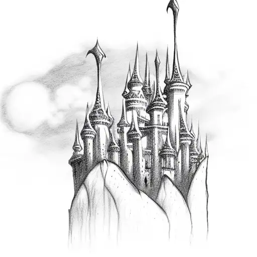 Dark Mysterious Fantasy Castle With Many Towers Tim Burton