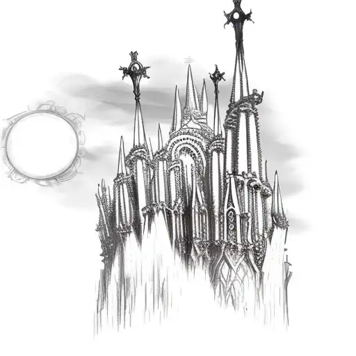 Dark Fantasy Gothic Castle With Many Towers Tim Burton Sagrada Familia
