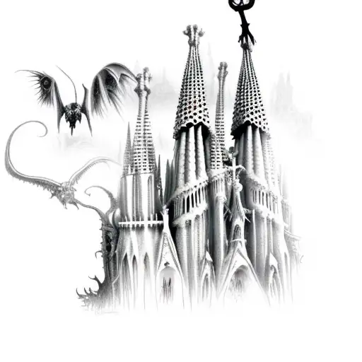 Dark Fantasy Gothic Castle With Many Towers Tim Burton Sagrada Familia