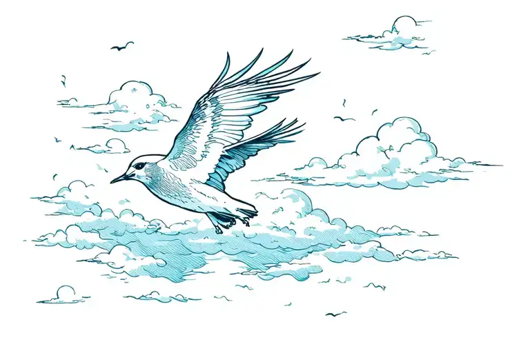 Sky With Bird Flying In The Sky