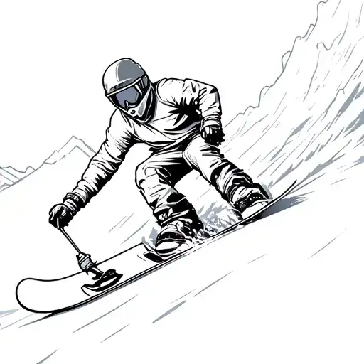 Snowboarder Carving Down A Mountain Slope