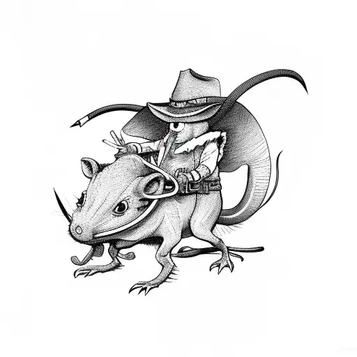 Cowboy Alien Riding Rat