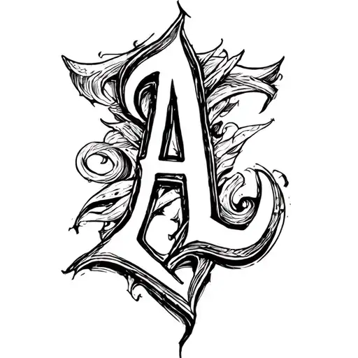 Initials A Nad L Font Tattoo Design