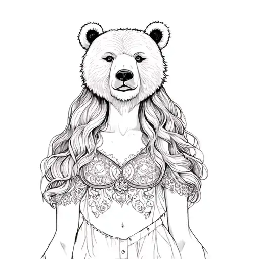 A Woman With A Bear On Her Head