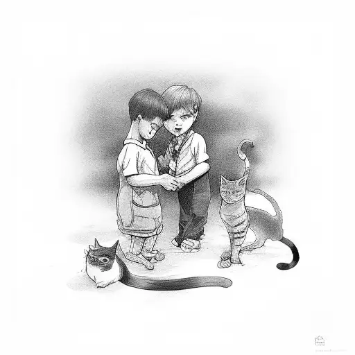 Boy And Cat