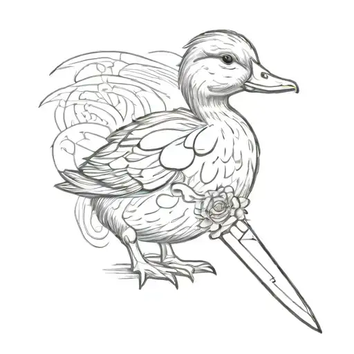 Baby Duck Holding Knife Tattoo