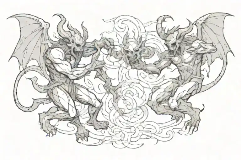 Demon Fighting Dark Figuers