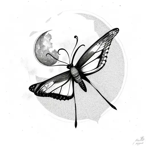 Butterfly With Moon Above It