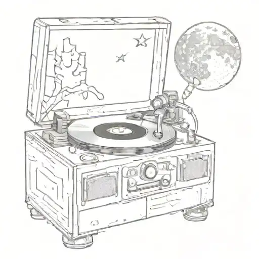 Record Player With Moon