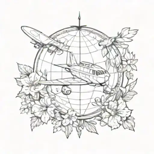 Globe With Plane And Larkspur Flower