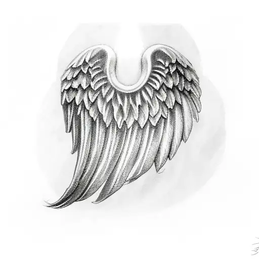 Realistic Angel Wing With Roman Numerals At The Bottom