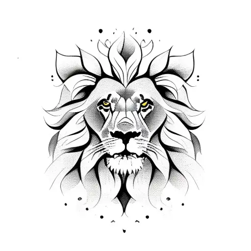 Simple Lion With Roses Around Its Head
