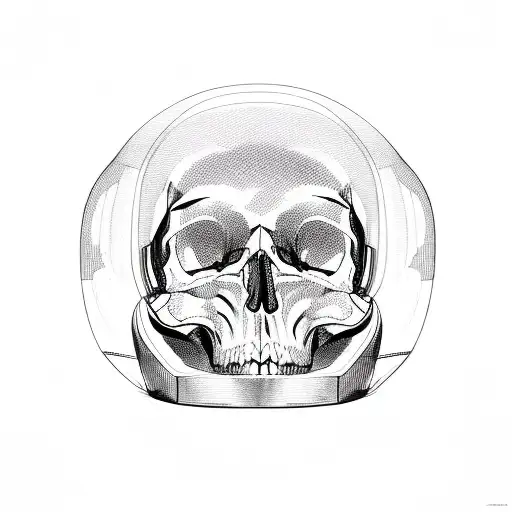 Skull Inside Of An Empty Space Helmet