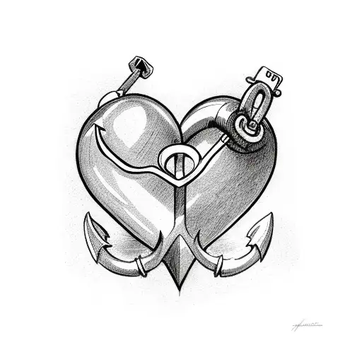 Heart With An Airplane And An Anchor