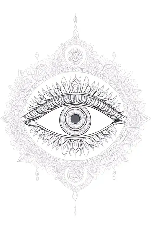 Eye Of Ra With Mandala Design And Feminine Energy Incorporating Elements And Mandala Background