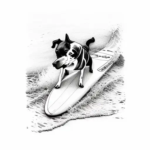 Surfboard With Dog On It