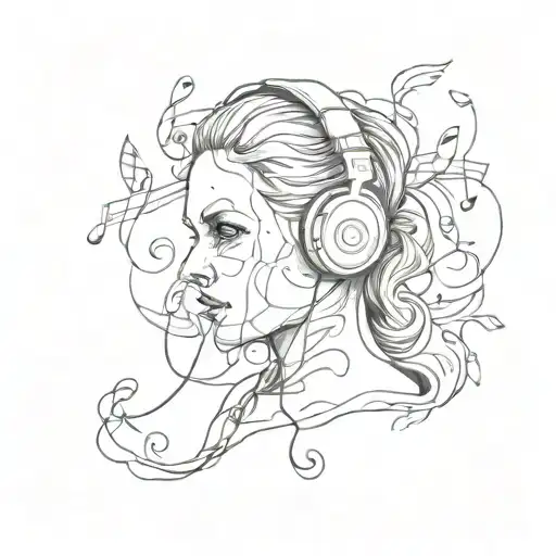 Ghost With Headphones With Music Notes Floating