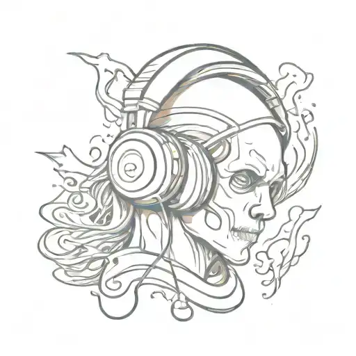 Ghost With Headphones Listening To Music