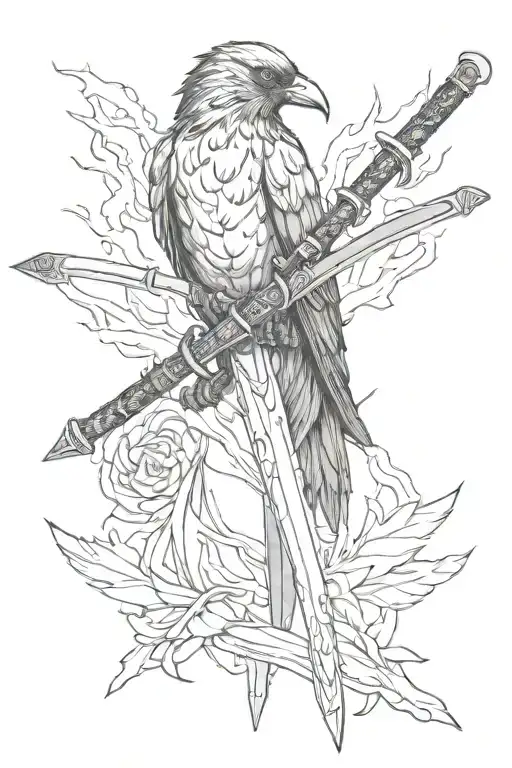 Crow And Katana Sword Degrade