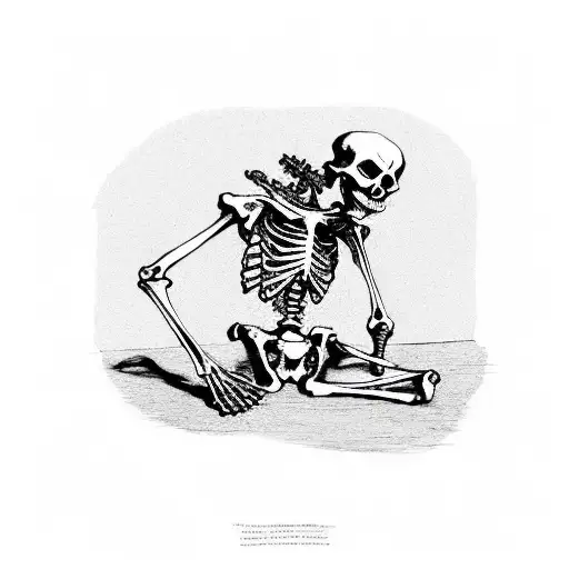 Skeleton Sitting In A Medieval Windowsill Smoking A Cigarette