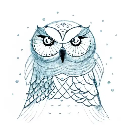 Snow Owl With A Lantern At Its Feet