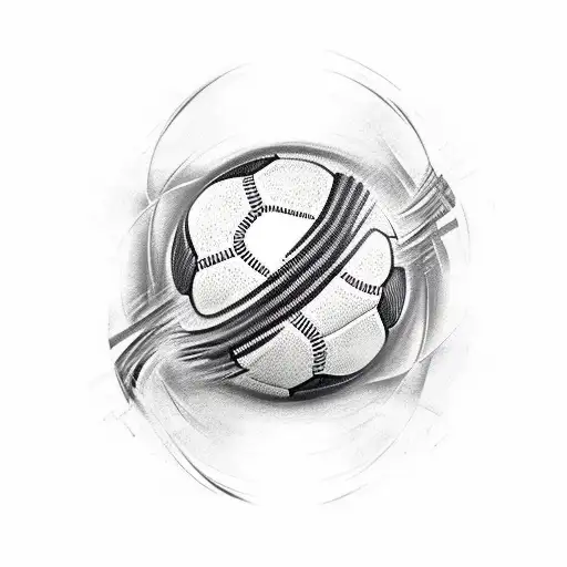 Create A Minimalist Tattoo Of A Football With Sound Waves Surrounding It