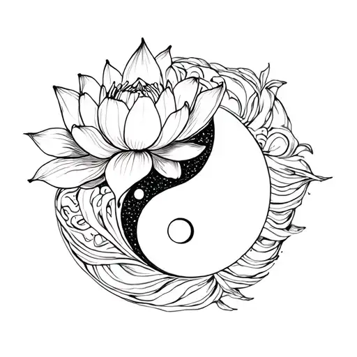 Lotus Flower With A Yin And Yang