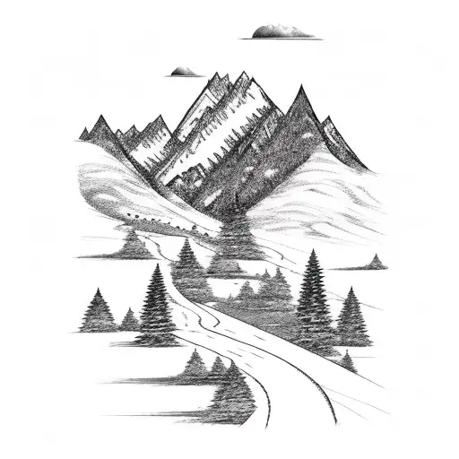 Mountain Landscape With A Trail Leading Into The Distance