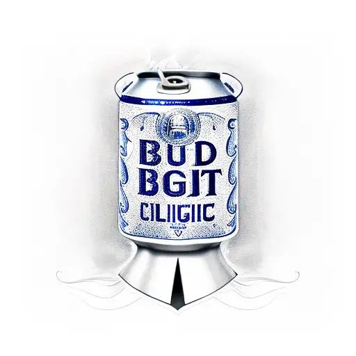 Bud Light Can With Music Notes Coming Out Top And Scissors Up The Middle