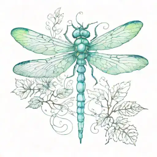 Watercolor Dragonfly With Intricate