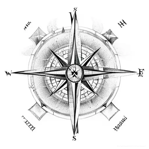 A Compass Rose With Lord Of The Rings Symbols Pointing Towards Different Realms