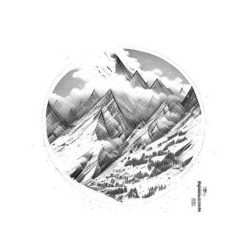 A Mountain Scene Where A Person Is Skydiving On Top And Below People Are Riverrafting