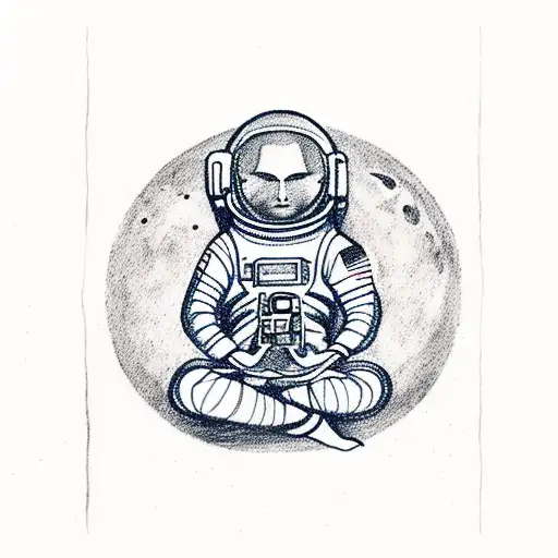 Astronaut Meditating On The Full Moon