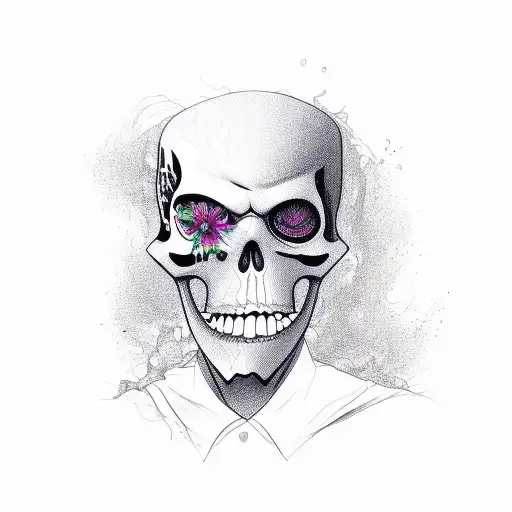 Grim Reaper Looking Into A Mirror In A Floral Shirt