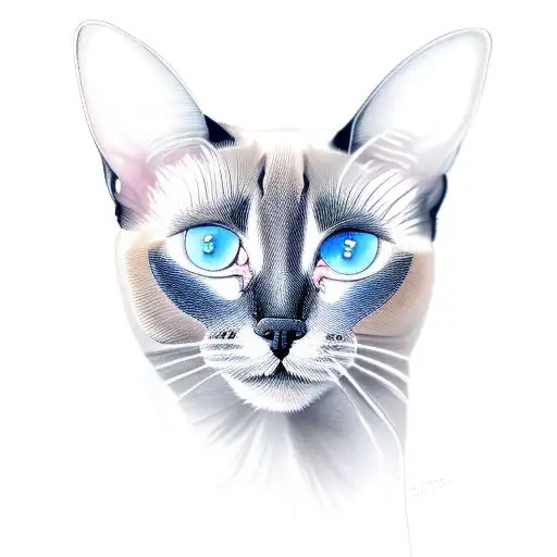 Siamese Cat With Strabic Blue Eyes