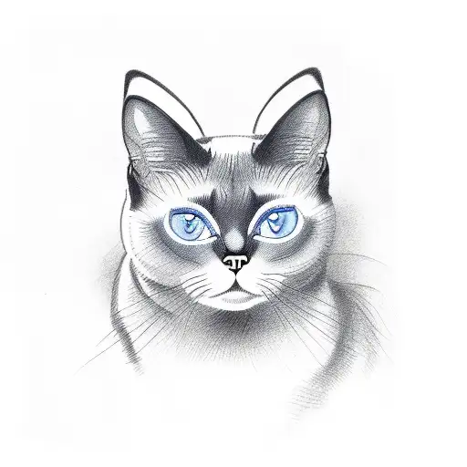 Siamese Cat With Strabic Blue Eyes