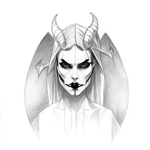 Evil Woman Goth With Horns