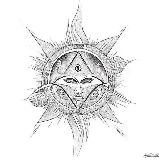 Tribal Tattoo With The Sun As The Symbol