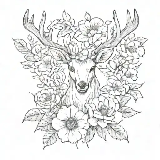 The Name Arden With Anemone Flower And Deer