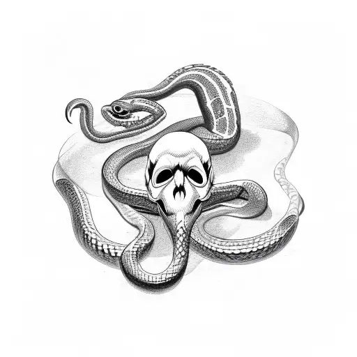 Snake Slithering Out Of A Skull