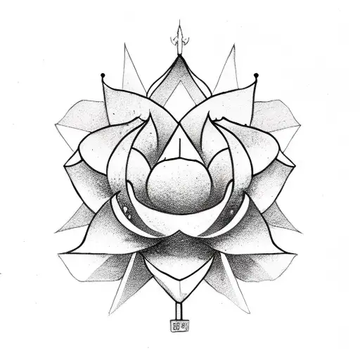 Sword Stuck In The Core Of A Large Lotus