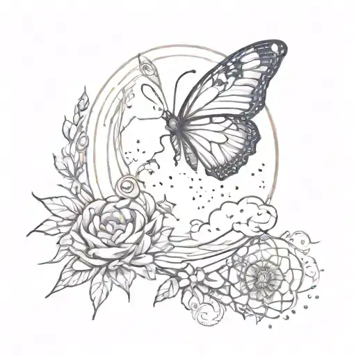 Butterfly And Moon And Sun