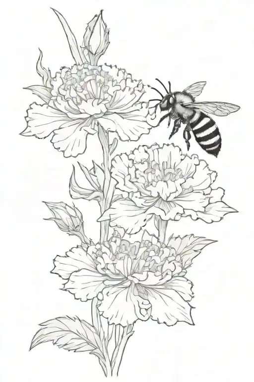 Bee On Carnation Stem