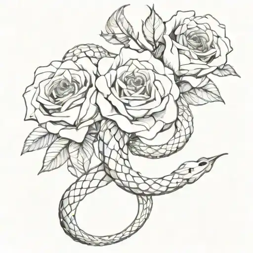Snake And Roses Geo Symteric Shapes