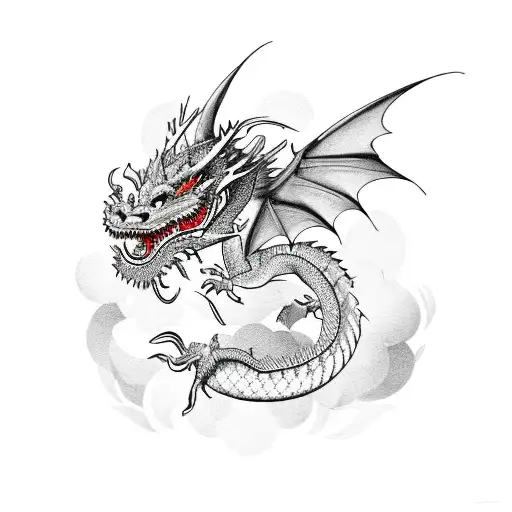 Dragon With Flower Pettels