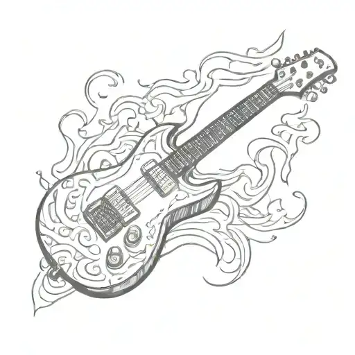 Carpe Diem With Flame Of Fire Aqnd Electric Guitar