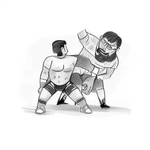 Sketch Of A Wrestling Coach Motivating Kids