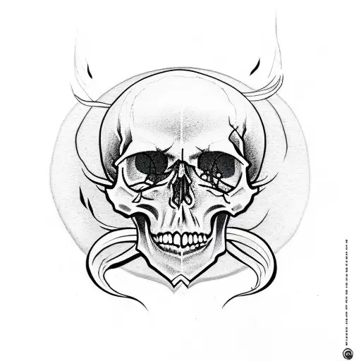 Skull With Koifish Tattoo Design