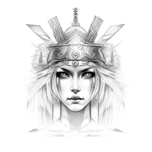 Sketched Warrior Goddess